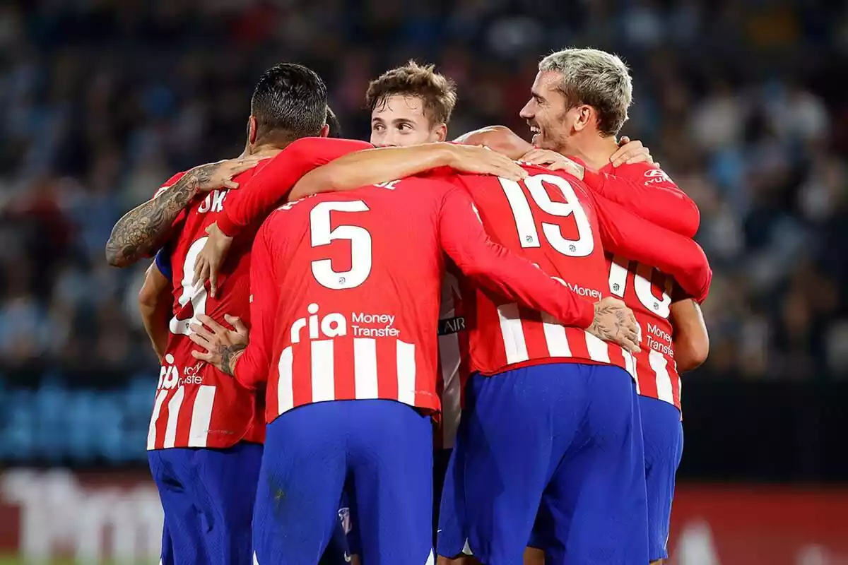 Imagen de los jugadores del Atlético de Madrid celebrando un gol