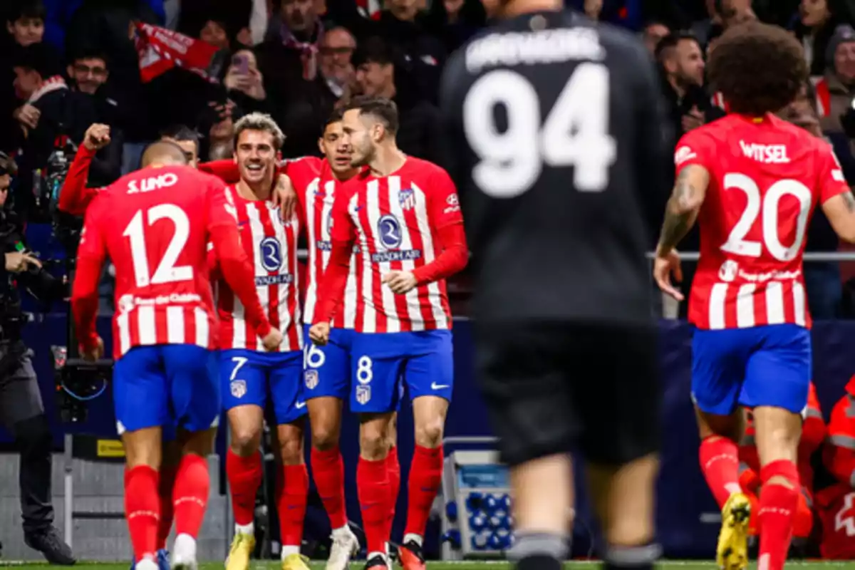 Jugadores del Atlético de Madrid celebrando un gol