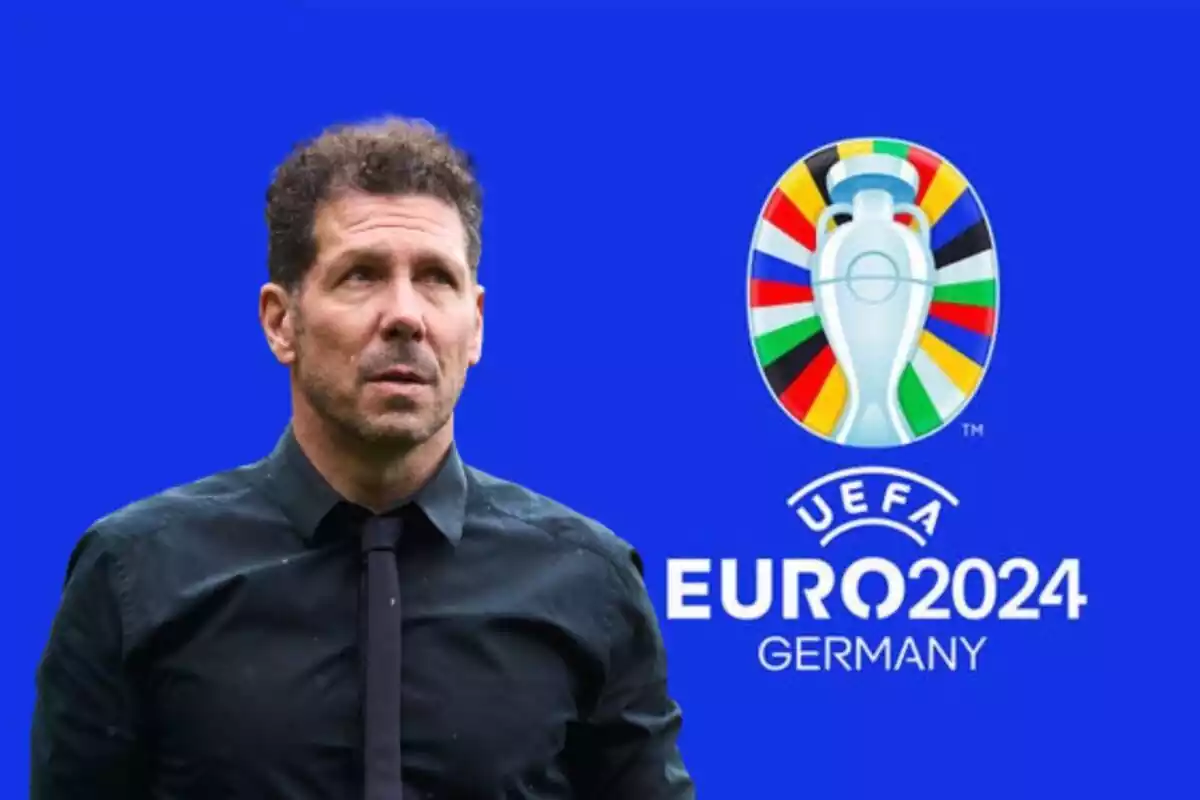 Imagen de Simeone en un montaje con el logo de la Eurocopa