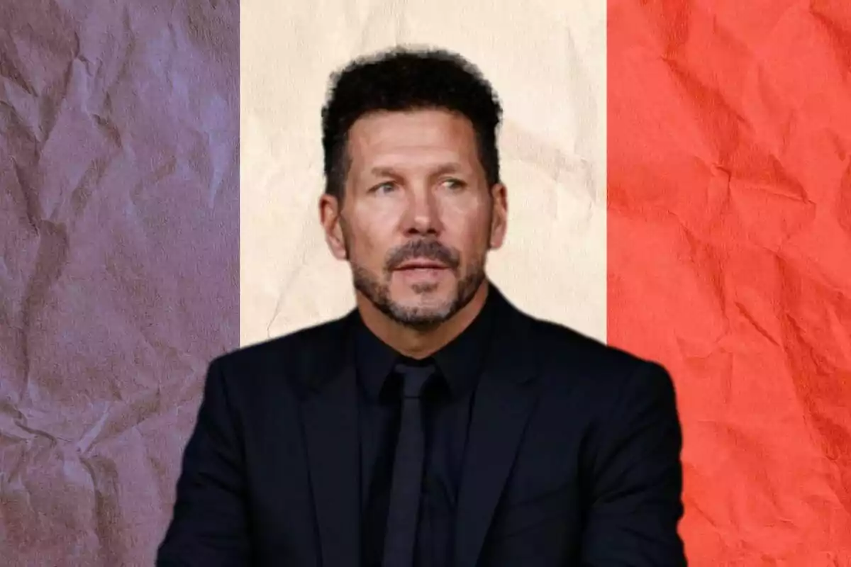 Imagen de Simeone en un montaje con la bandera de Francia